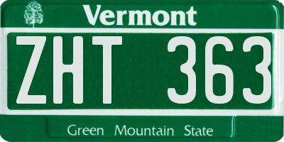 VT license plate ZHT363