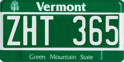 VT license plate ZHT365