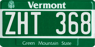 VT license plate ZHT368