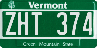 VT license plate ZHT374