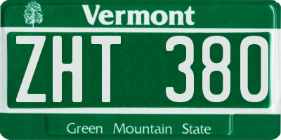 VT license plate ZHT380