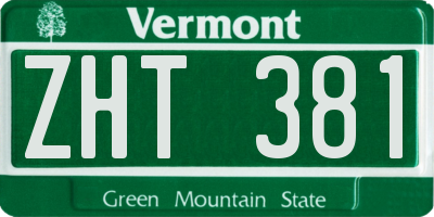 VT license plate ZHT381