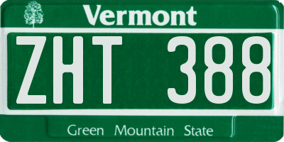 VT license plate ZHT388