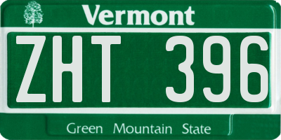 VT license plate ZHT396