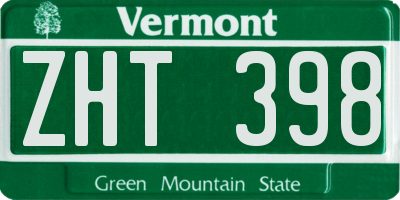 VT license plate ZHT398