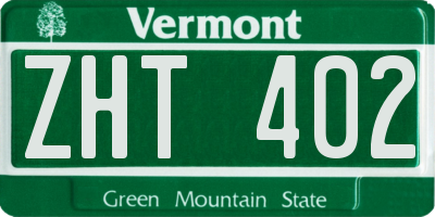 VT license plate ZHT402