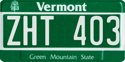VT license plate ZHT403