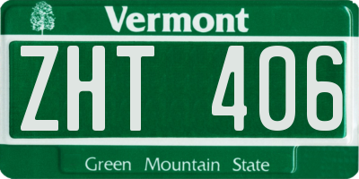 VT license plate ZHT406