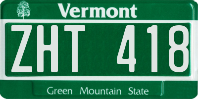 VT license plate ZHT418