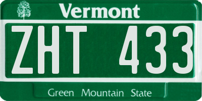 VT license plate ZHT433