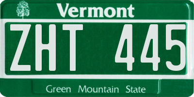 VT license plate ZHT445