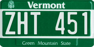 VT license plate ZHT451