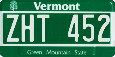 VT license plate ZHT452