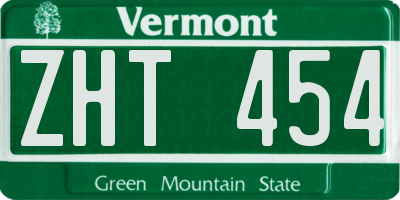VT license plate ZHT454
