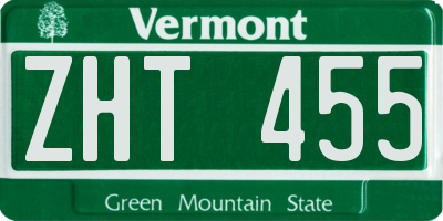 VT license plate ZHT455