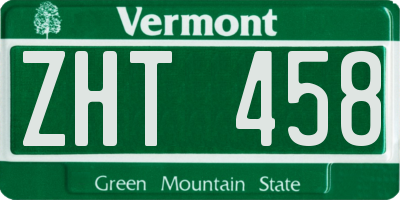 VT license plate ZHT458