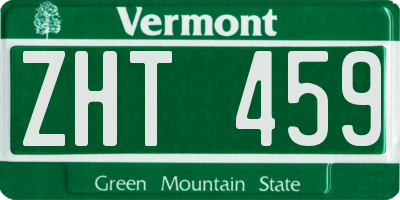 VT license plate ZHT459
