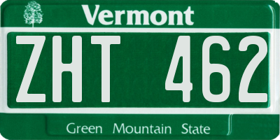 VT license plate ZHT462