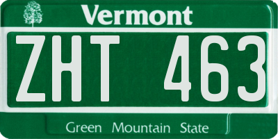 VT license plate ZHT463