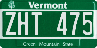 VT license plate ZHT475