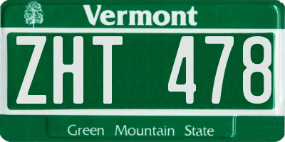 VT license plate ZHT478