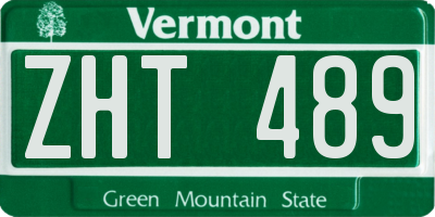 VT license plate ZHT489