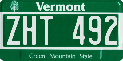 VT license plate ZHT492