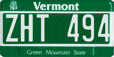 VT license plate ZHT494