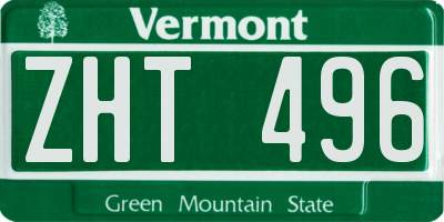 VT license plate ZHT496