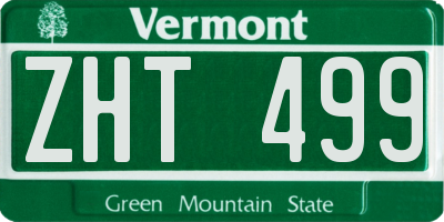 VT license plate ZHT499