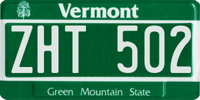 VT license plate ZHT502