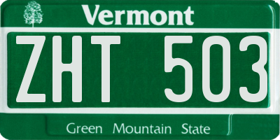VT license plate ZHT503