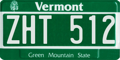 VT license plate ZHT512