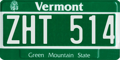 VT license plate ZHT514