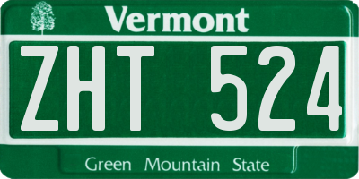 VT license plate ZHT524