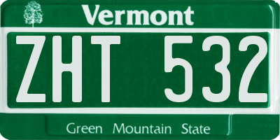VT license plate ZHT532
