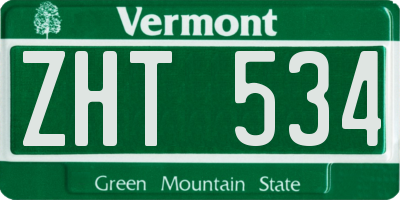 VT license plate ZHT534