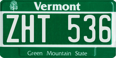 VT license plate ZHT536