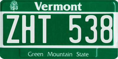 VT license plate ZHT538