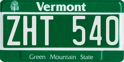 VT license plate ZHT540