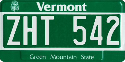 VT license plate ZHT542