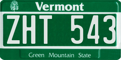 VT license plate ZHT543