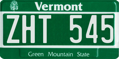 VT license plate ZHT545
