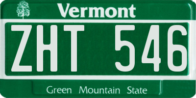 VT license plate ZHT546
