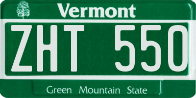 VT license plate ZHT550