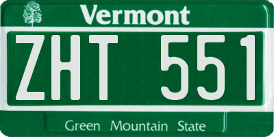 VT license plate ZHT551