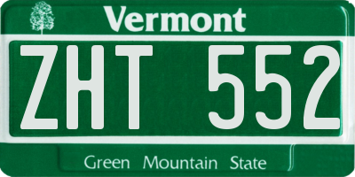 VT license plate ZHT552