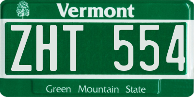 VT license plate ZHT554