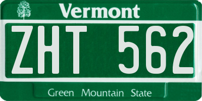 VT license plate ZHT562