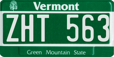 VT license plate ZHT563